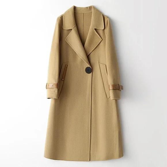 100% Wool Coat, British Trench Coat, Black - Picture 10 of 12